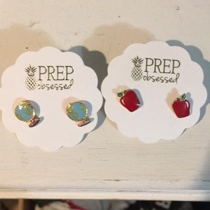 PREP Obsessed Apple and globe earrings